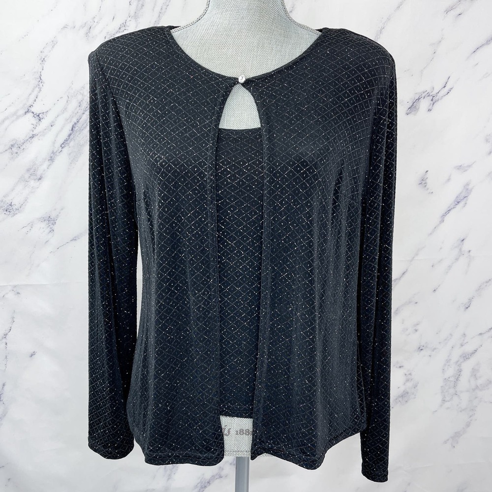 Onyx Nite | Black Metallic Cardigan and Tank Set | M